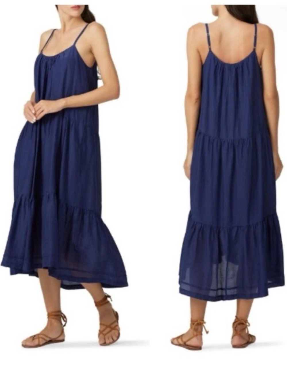 XiRENA Navy Blue Lina Tiered Spaghetti-Strap Maxi Dress